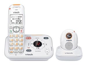 vtech sn6187 careline expandable cordless phone with answering system and accessory portable pendant, white