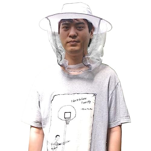 NAVADEAL White Beekeeper Beekeeping Hat with Veil Mosquito Fly Head Net Face Protection