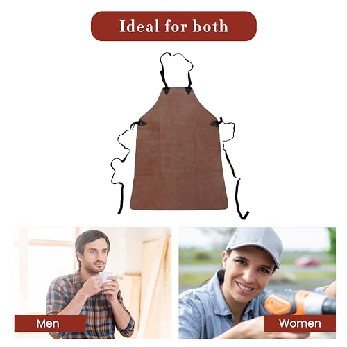 Style n Craft Welder’s Apron, Heavy-Duty Suede Leather Apron, Apron for Men and Women, Welding Accessories, Camel Color (81201)