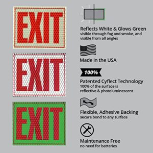 Cyalume Cyflect Glow in the Dark and Reflective Emergency Exit Sign, 8 Inches x 10 Inches, Adhesive Backing