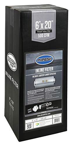 Phresh Inline Filter, 6" 500 CFM Carbon Filter for Duct Ventilation Applications