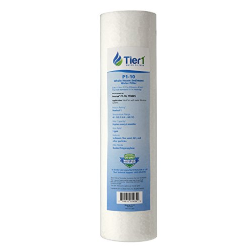 Tier1 1 Micron 10 Inch x 2.5 Inch | Spun Wound Polypropylene Whole House Sediment Water Filter Replacement Cartridge | Compatible with Pentek P1, PX01-9-78, SDC-25-1001, Home Water Filter