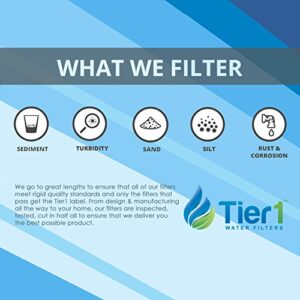 Tier1 1 Micron 10 Inch x 2.5 Inch | Spun Wound Polypropylene Whole House Sediment Water Filter Replacement Cartridge | Compatible with Pentek P1, PX01-9-78, SDC-25-1001, Home Water Filter