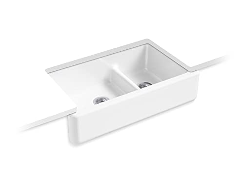 Whitehaven 35-11/16 In. x 21-9/16 In. Self-Trimming Smart Divide Undermount Large/Medium Double-Bowl Kitchen Sink with Tall Apron, White