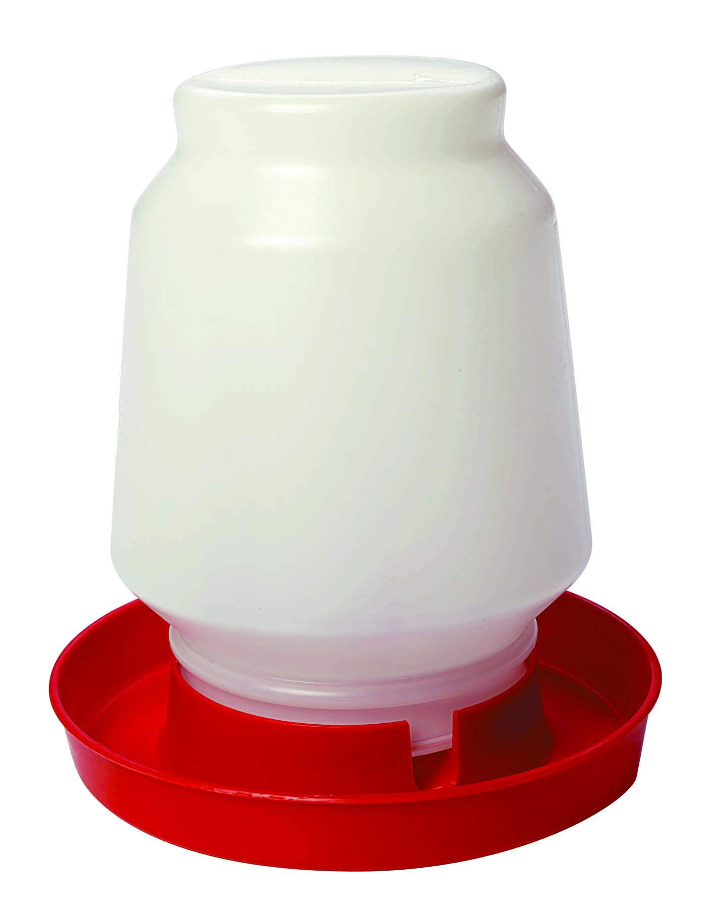 Little Giant® Complete Plastic Poultry Fount | 1 Gallon | Heavy Duty Plastic Gravity Fed Water Container Jar | Waterer for Chickens, Turkeys, Ducks & More | Made in USA | Red