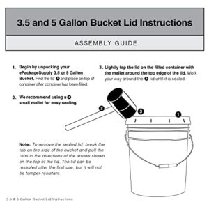 5 gallon Food Grade White Plastic Bucket with Handle & Lid - Set of 6