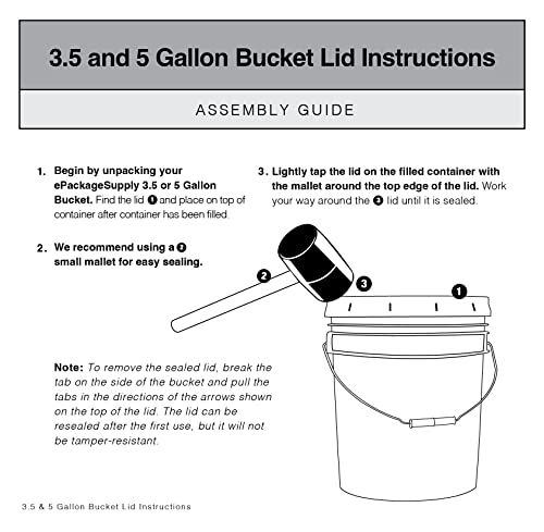 5 gallon Food Grade White Plastic Bucket with Handle & Lid - Set of 6