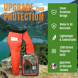 Forester Protective Clothing - OEM Forestry Cutter Combo Kit Apron Chaps Helmet Face Shield Ear Muffs Safety Glasses Arborist Equipment Chainsaw Pants Logging Tools Helmet Accessories Orange