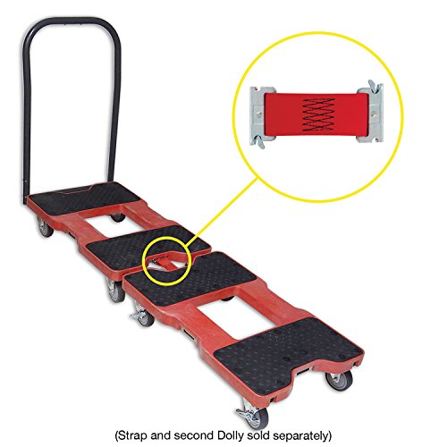 SNAP-LOC 1500 LB Push CART Dolly RED with Steel Frame, 4 inch Casters, Push Bar and Optional E-Strap Attachment