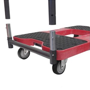 SNAP-LOC 1500 LB Push CART Dolly RED with Steel Frame, 4 inch Casters, Push Bar and Optional E-Strap Attachment