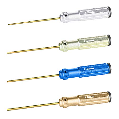 Neewer - Set of 4 Hexagonal Screwdrivers Made of Titanium Nitride with Coloured Handles.Compatible with 1.5, 2, 2.5 and 3mm Screws.