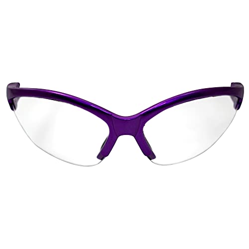 Global Vision Cougar Safety Glasses Nurses Dental Assistant Glasses Shooting Glasses for Women Ladies Men Purple Frame with Clear Lenses