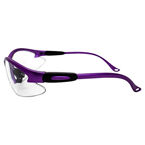 Global Vision Cougar Safety Glasses Nurses Dental Assistant Glasses Shooting Glasses for Women Ladies Men Purple Frame with Clear Lenses