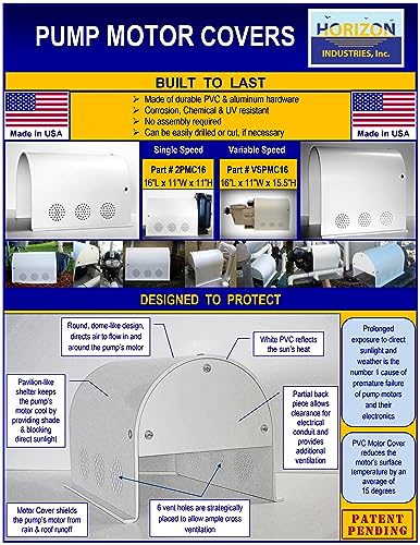 Horizon Industries Pump Motor Cover For Pentair Intelliflo Pump - Variable Speed Pool Pump Motor/Drive Cover - Outdoor