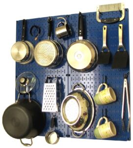 wall control kitchen pegboard organizer pots and pans pegboard pack storage and organization kit with blue pegboard and black accessories