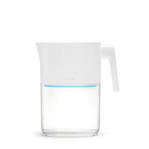 larq pitcher purevis 1.9l/ 8-cup | self-cleaning uv water filter pitcher for tap and drinking water | plant-based carbon filter, bpa free | pure white