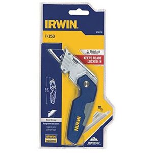 irwin utility knife, folding with blade storage (1858319) , blue