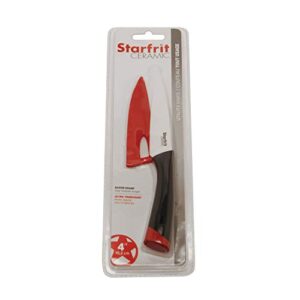 Starfrit 093871-003-NEW1 4" Ceramic Paring Knife with Protective Sheath, Black/White,One Size