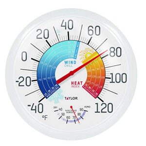 taylor wind chill/heat index thermometer & hygrometer, 13.25 inch