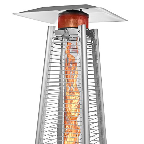 Thermo Tiki Deluxe Propane Outdoor Patio Heater - Pyramid Style w/Dancing Flame (Floor Standing) - Stainless Steel