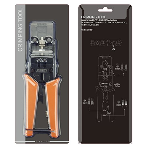 Etekcity Coax Cable Crimper, Multifunctional Compression Connector Adjustable Deluxe Tool for F BNC RCA, RG58 RG59 RG6, Universal Wire Cutters -25706348096