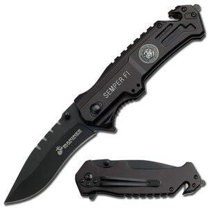 usmc mtech usa rescue assisted opening black, 4.75-inch closed length