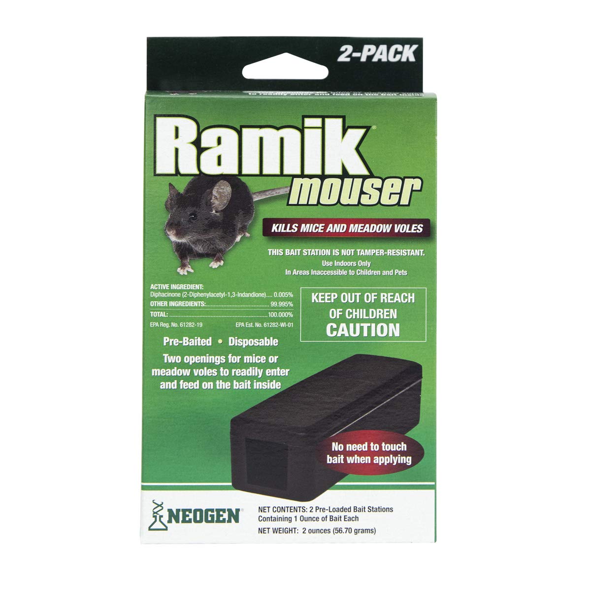 Neogen 023626006508 Ramik Mouser, 2pk Disposable Bait Station, Black