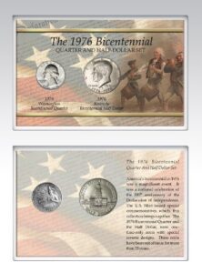 the matthew mint 4 th of july coin set (bicentennial) half dollar and quarter
