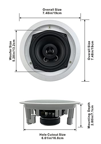 Acoustic Audio R191 in Ceiling/in Wall Speaker 2 Pair Pack 2 Way Home Theater 800 Watt R191-2PR