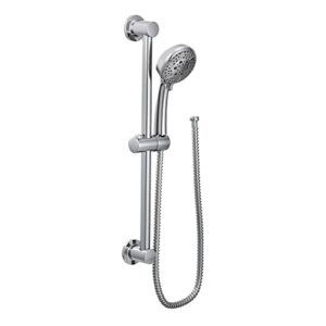 moen eco-performance chrome 4-spray pattern handheld showerhead with 69-inch-long hose and 30-inch grab slide bar, 3669ep