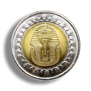 one egyptian pound bi-metallic coin pharaoh tutankhamun