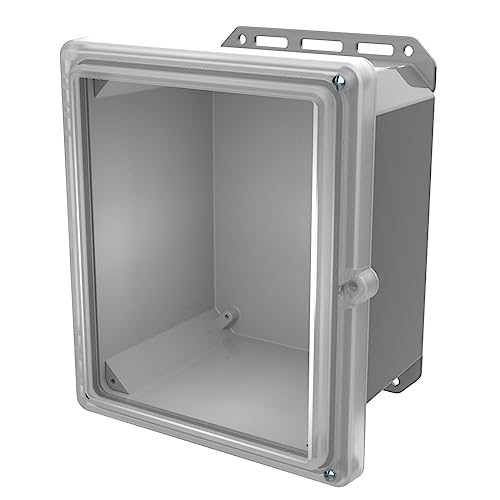 Serpac I352HS,TCBG (10.23 x 11.75 x 7.46 in) Polycarbonate IP67 Waterproof UL 508A Plastic Project Junction Box Enclosure with Clear Top Hinged Screw Entry Cover and Gray Bottom