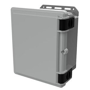 serpac i352hl,tgbg (10.23 x 11.75 x 7.46 in) polycarbonate ip67 waterproof ul 508a plastic project junction box enclosure with gray top hinged cover, plastic rustproof latches and gray bottom