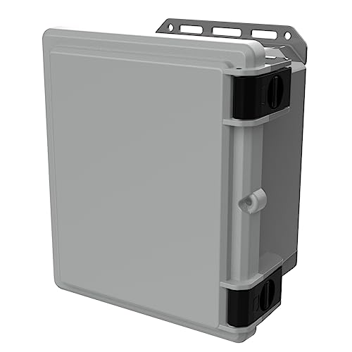 Serpac I352HL,TGBG (10.23 x 11.75 x 7.46 in) Polycarbonate IP67 Waterproof UL 508A Plastic Project Junction Box Enclosure with Gray Top Hinged Cover, Plastic Rustproof Latches and Gray Bottom