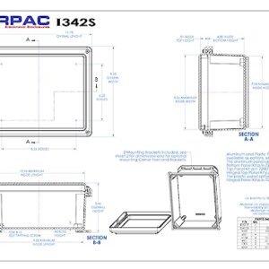 Serpac I342S,TCBG (5.46 x 10.23 x 11.75 in) Polycarbonate IP67 Waterproof UL 508A Plastic Project Junction Box Enclosure with Clear Top Screw Entry Cover and Gray Bottom