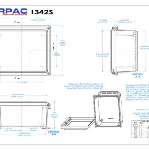 Serpac I342S,TGBG (5.46 x 10.23 x 11.75 in) Polycarbonate IP67 Waterproof UL 508A Plastic Project Junction Box Enclosure with Gray Top Screw Entry Cover and Gray Bottom