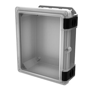 serpac i342hl,tcbg (5.46 x 10.23 x 11.75 in) polycarbonate ip67 waterproof ul 508a plastic project junction box enclosure with clear top hinged cover, plastic rustproof latchs, and gray bottom
