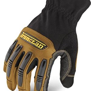 Ironclad Ranchworx Work Gloves RWG2, Premier Leather Work Glove, Performance Fit, Durable, Machine Washable, (1 Pair), RWG2-04-L,Brown/Black