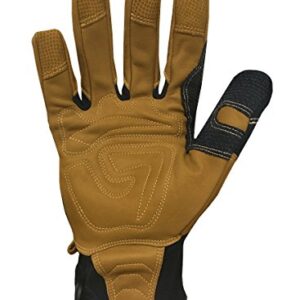 Ironclad Ranchworx Work Gloves RWG2, Premier Leather Work Glove, Performance Fit, Durable, Machine Washable, (1 Pair), RWG2-04-L,Brown/Black