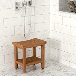 AquaTeak Patented 18" Sumba Teak Shower Bench with Shelf