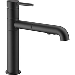 delta faucet trinsic single-handle kitchen sink faucet with pull out sprayer and diamond seal technology, matte black 4159-bl-dst, 12.64 x 2.50 x 9.25 inches