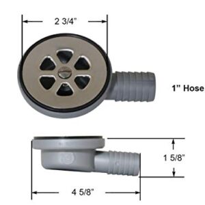 Scandvik 10307 Low Profile Elbow Shower/Cockpit Drain, 1" Outlet, Gray