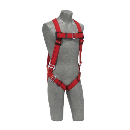 3M Protecta PRO 1191380 Fall Protection Full Body Welders Harness With Back D-Ring, Pass Thru Legs, 420 Pound Capacity, Extra Large, Red/Black