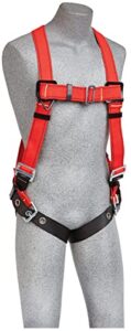 3m protecta pro 1191371 fall protection full body welders harness, with back d-ring, tongue buckle legs, 420 pound capacity, small, red/black