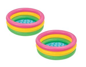 intex 2.8ft x 10in sunset glow inflatable colorful baby swimming pool (2 pack)