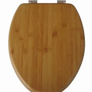 TOPSEAT Native Impression Elongated Toilet Seat w/Brushed Nickel Hinges, Natural Bamboo