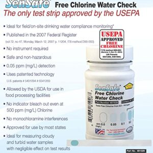 Industrial Test Systems SenSafe 481126 Free Chlorine Test Strip, 40 Seconds Test Time, 0-6ppm Range (Pack of 30)