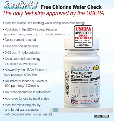 Industrial Test Systems SenSafe 481126 Free Chlorine Test Strip, 40 Seconds Test Time, 0-6ppm Range (Pack of 30)