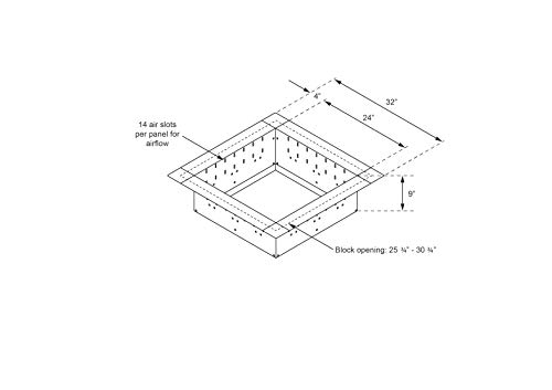 Firebuggz Heavy Duty Stainless Steel Fire Pit Ring Insert for Outdoors - 24" Square Insert, 32" Outside Flange, 9" Height