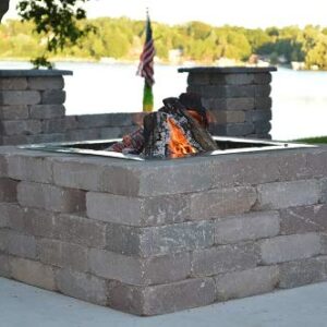 Firebuggz Heavy Duty Stainless Steel Fire Pit Ring Insert for Outdoors - 24" Square Insert, 32" Outside Flange, 9" Height